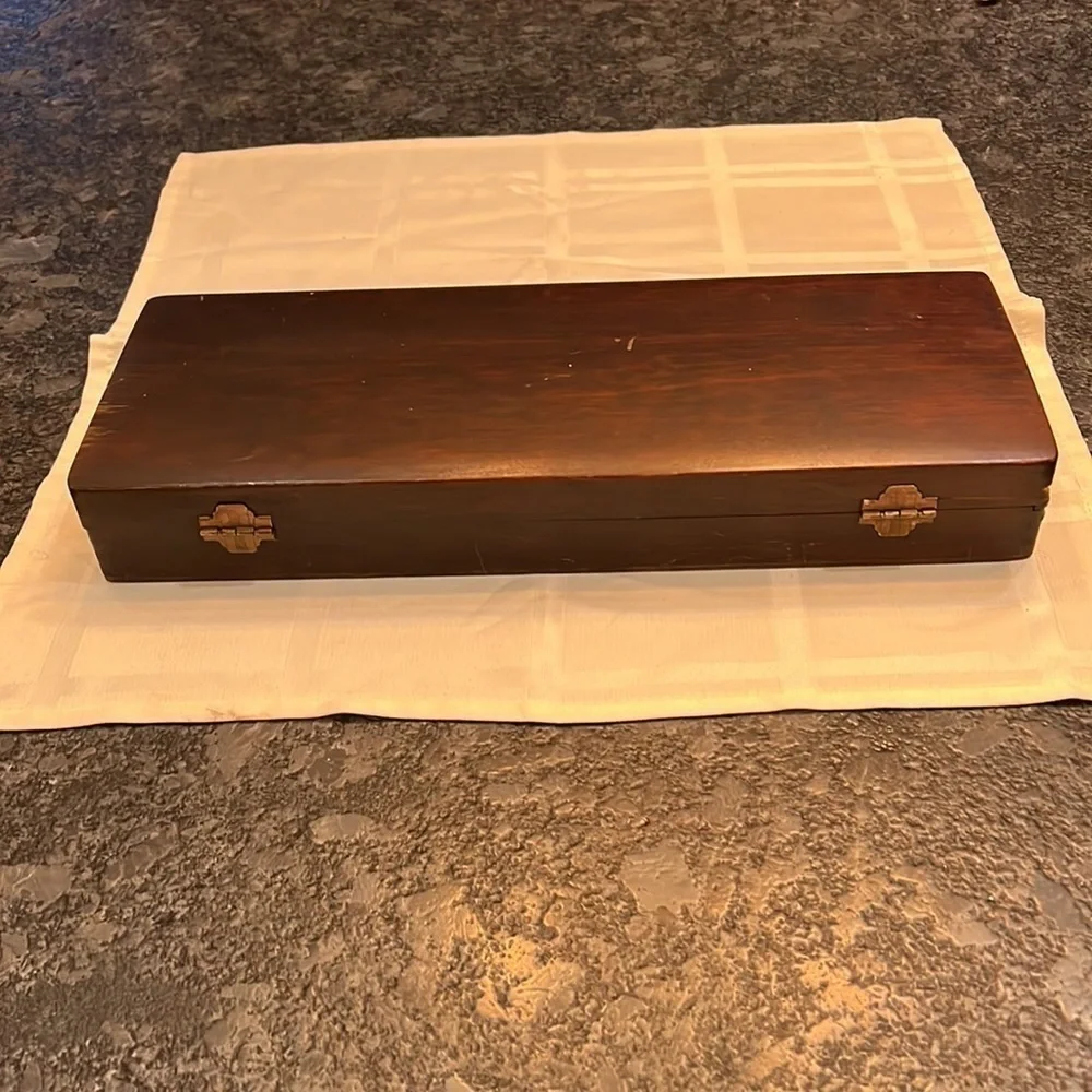 Vintage Flint Bakelite 3 Piece Carving Set in Original Wood Box